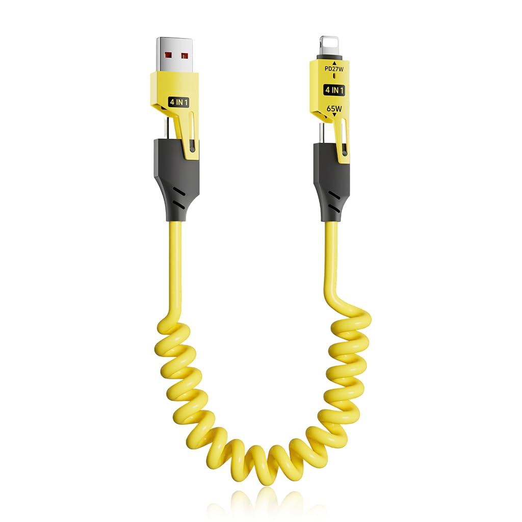 Verilux USB C to USB C Cable for i-Phone 16/15/14/13 PD 65W 4 in 1 Fast Charging Cable with USB A & Light-ing Conector Spring Coiled Travel Charging Cable for Phone, Tablet, More Verilux USB C to USB C Cable for i-Phone 16/15/14/13 PD 65W 4 in 1 Fast Charging Cable with USB A & Light-ing Conector Spring Coiled Travel Charging Cable for Phone, Tablet, More